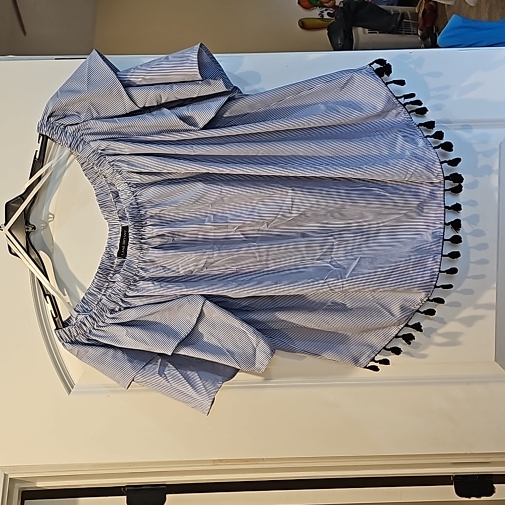 Lane Bryant blue off the shoulder top blouse 14 16